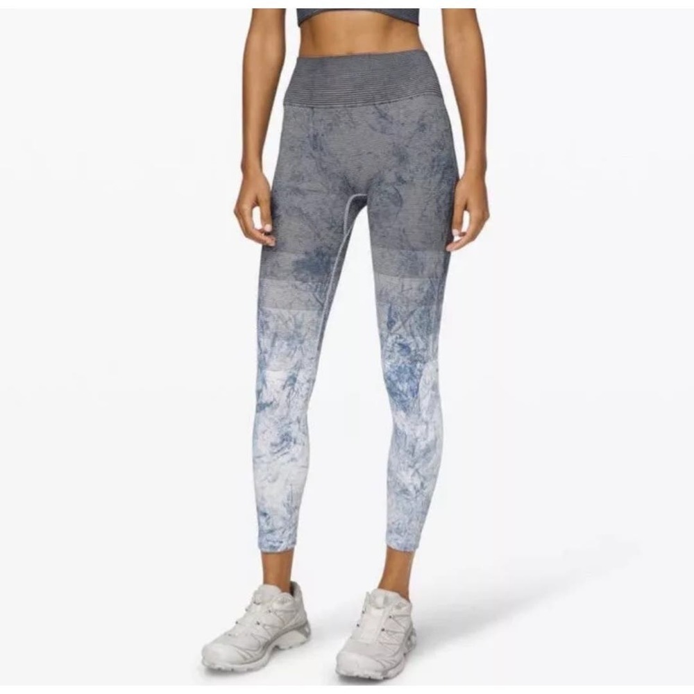 Lululemon Ebb To Train Tight Wash White Black Luna Size S